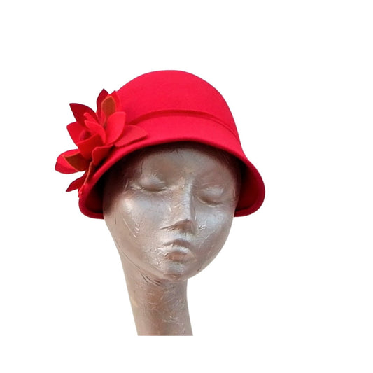 Kitty - Poppy Red 20's Style Cloche Hat