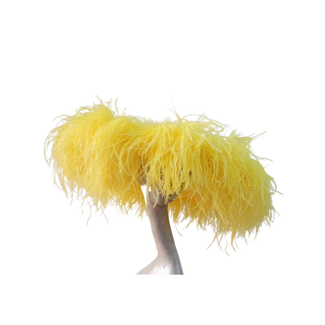 Emma - Extra large Hat with Ostrich feather boa in Yellow