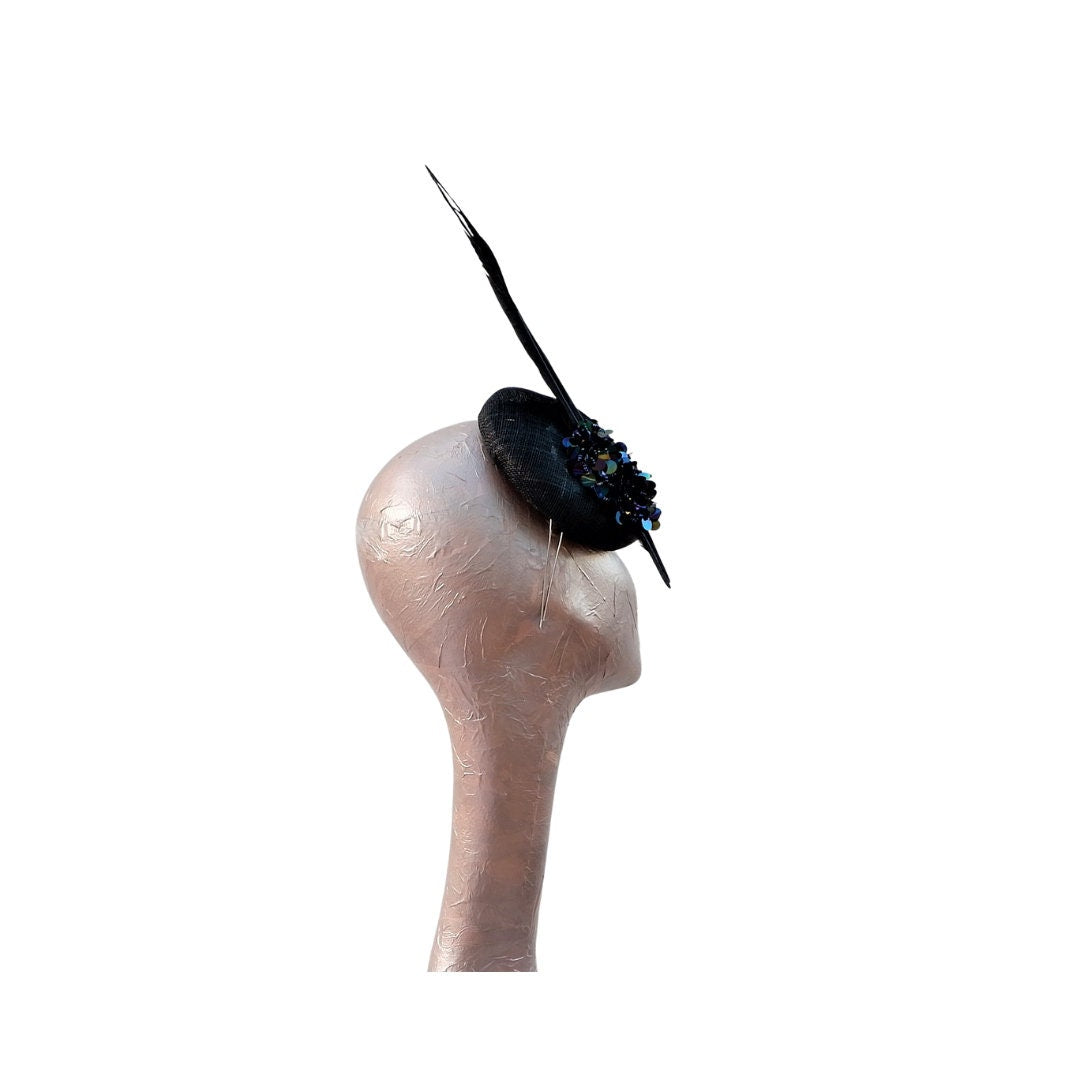 Lee - Black Feather fascinator by Hats2go