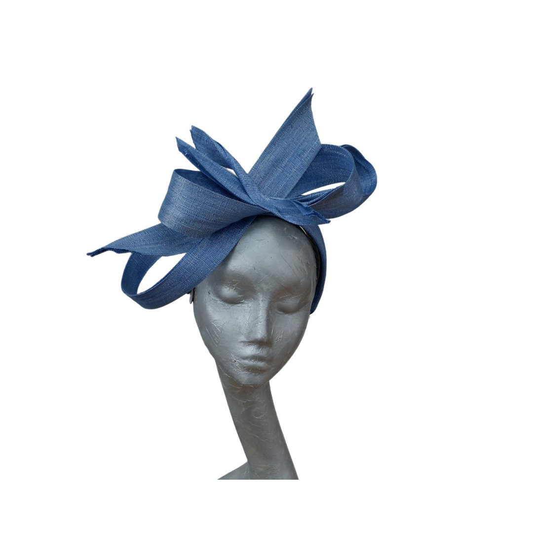 Ivy - Powder blue & silver Silk Abaca Fascinator