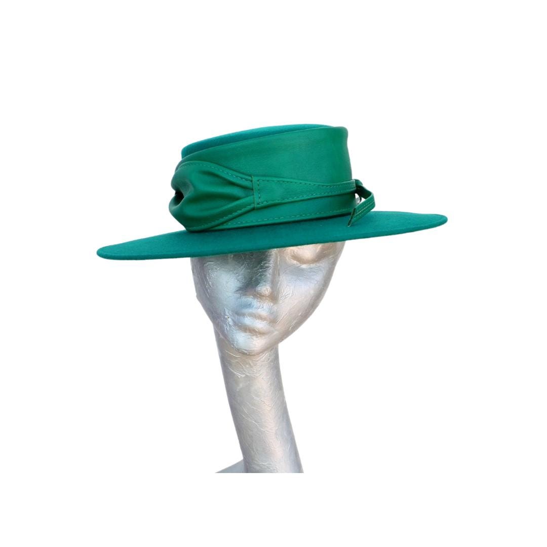 Arlo - Emerald Green Felt high crown Boater