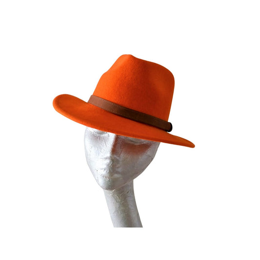 Wool Unisex Fedora size 54cm Orange