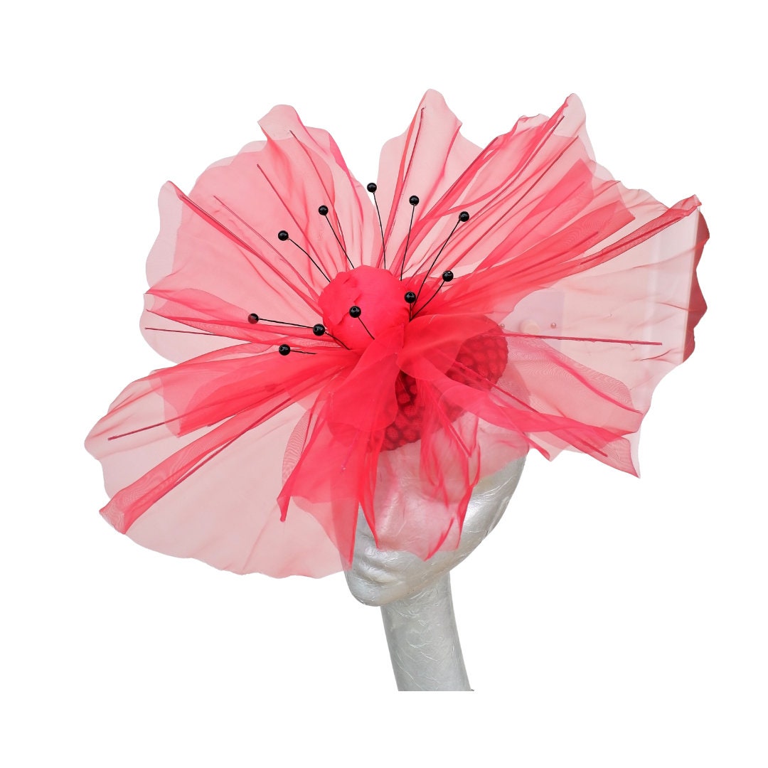 Scarlet Red Giant over sized Oriental Poppy  headpiece