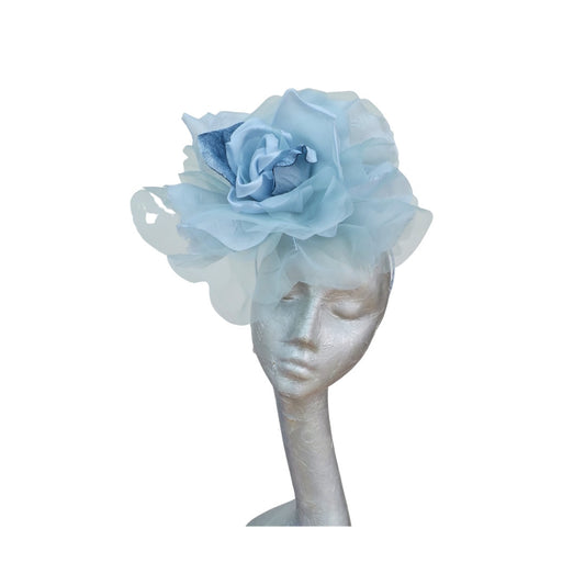 Ava-- Pale Blue silk organza 12 inch flower  fascinator