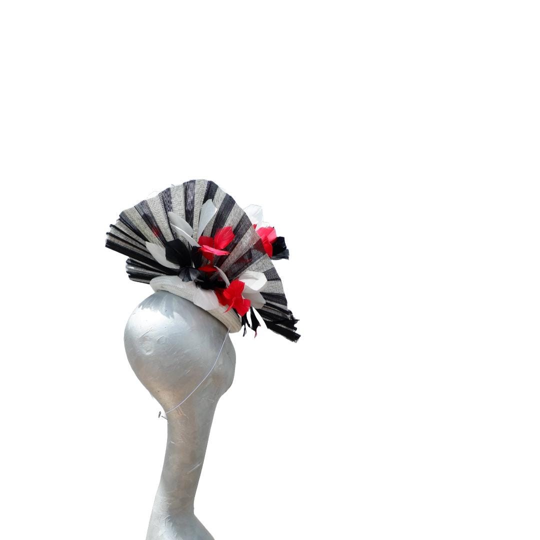 Sia- Black Ivory & Red Pillbox fascinator