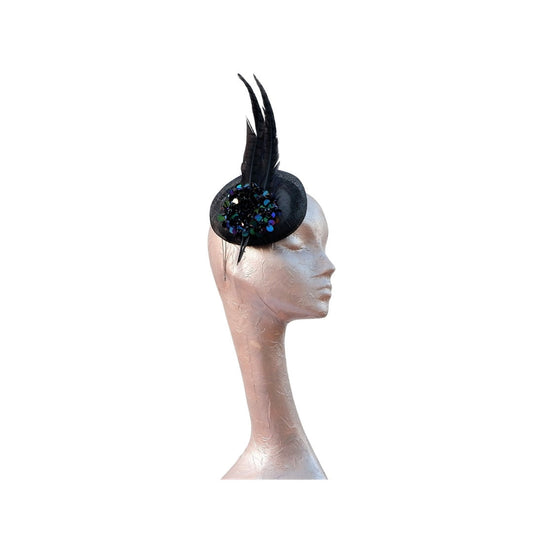 Lee - Black Feather fascinator by Hats2go
