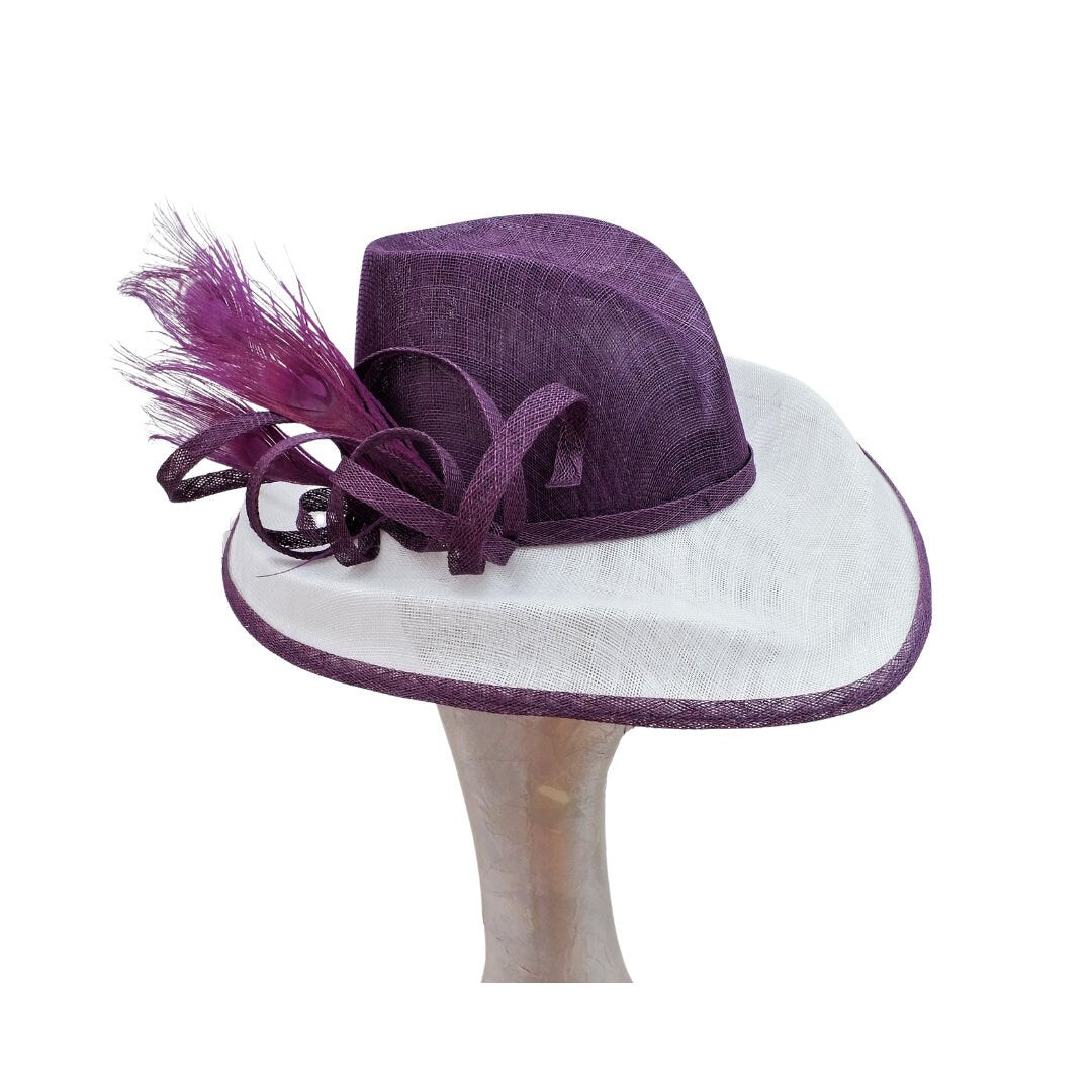 Grace - Plum purple & White Hat
