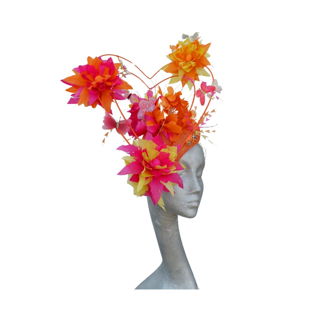 Orange, Pink,Lemon Heart headpiece