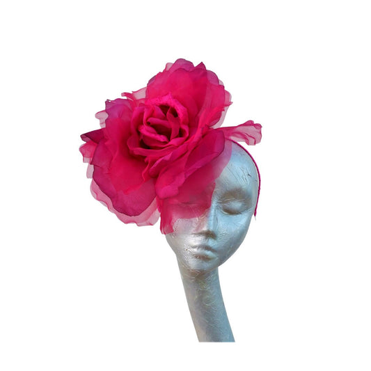 Ava-- Fuschia pink  silk organza 12 inch flower  fascinator
