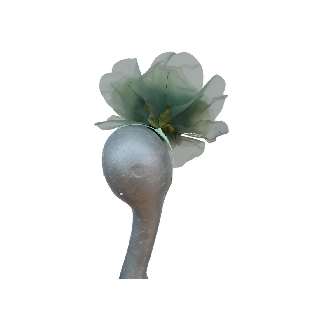 Ava-- Myrtle Green silk organza 12 inch flower  fascinator