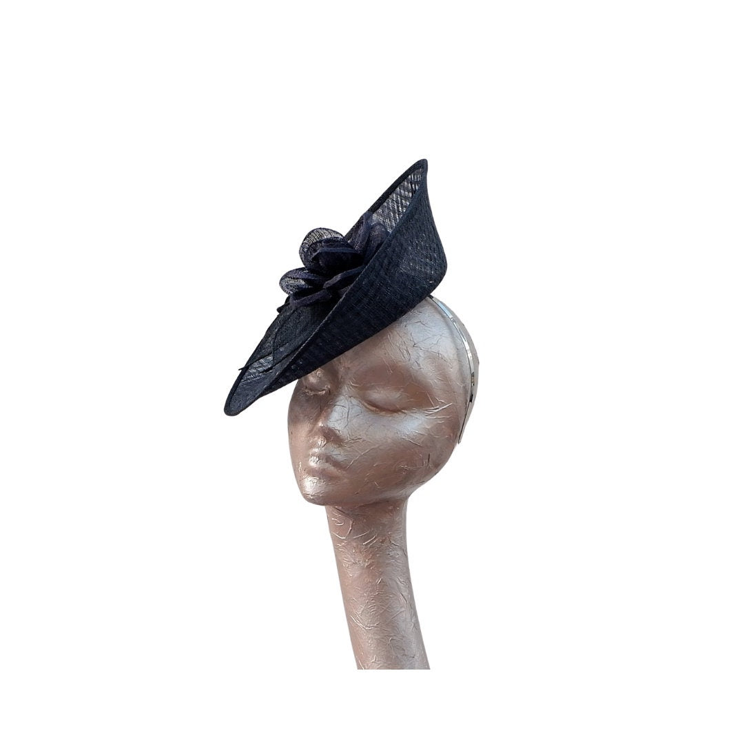 Linea Navy Blue Box weave Sinamay Fascinator