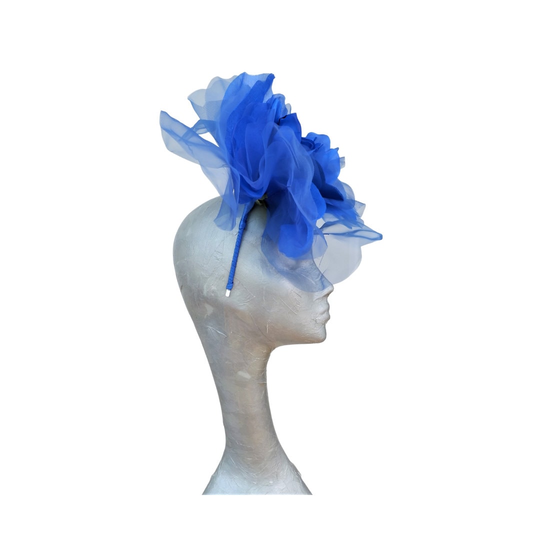 Ava-- Cobalt Blue silk organza 12 inch flower  fascinator