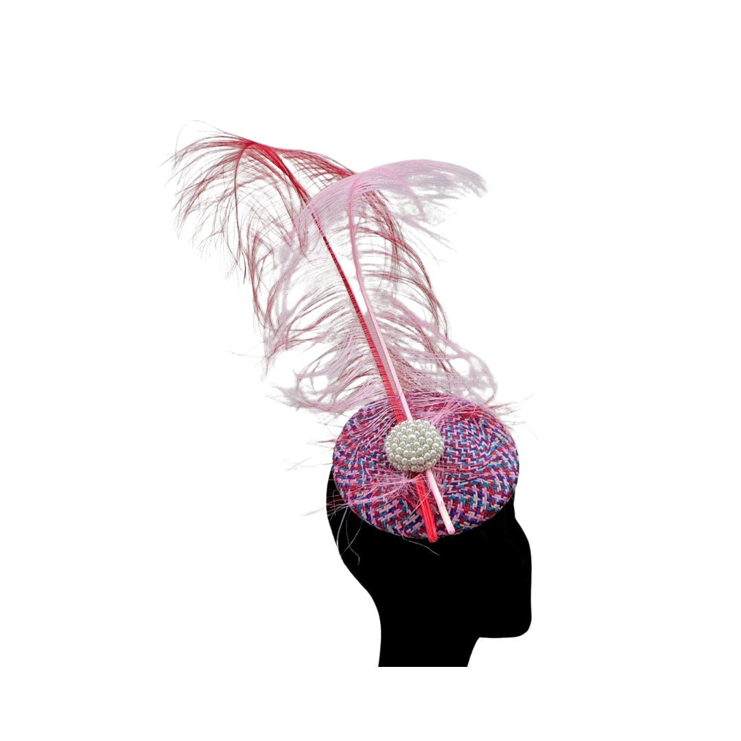 Multi Coloured Pillbox/Button Fascinator  By Hats2go