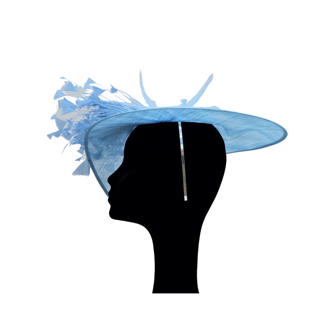 Topaz - Light Blue Pointed dip base fascinator