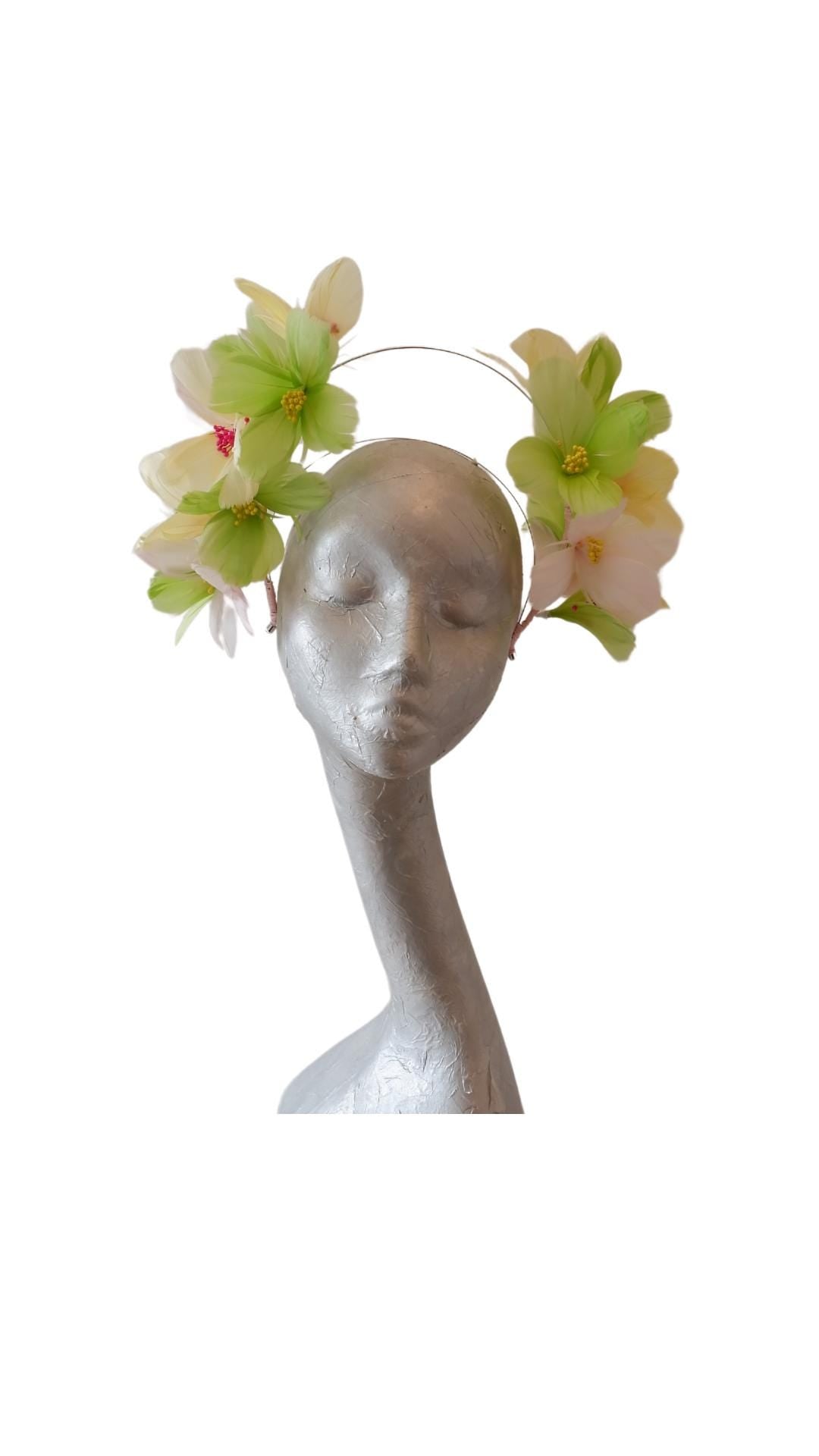 Luau- Pastel feather Fascinator