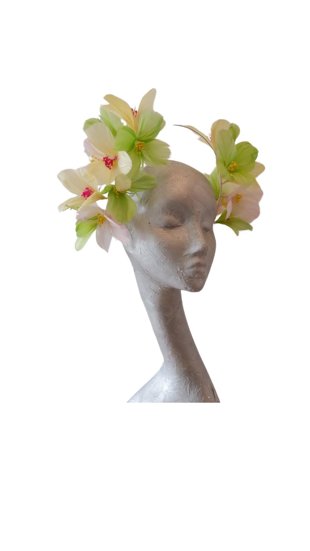 Luau- Pastel feather Fascinator