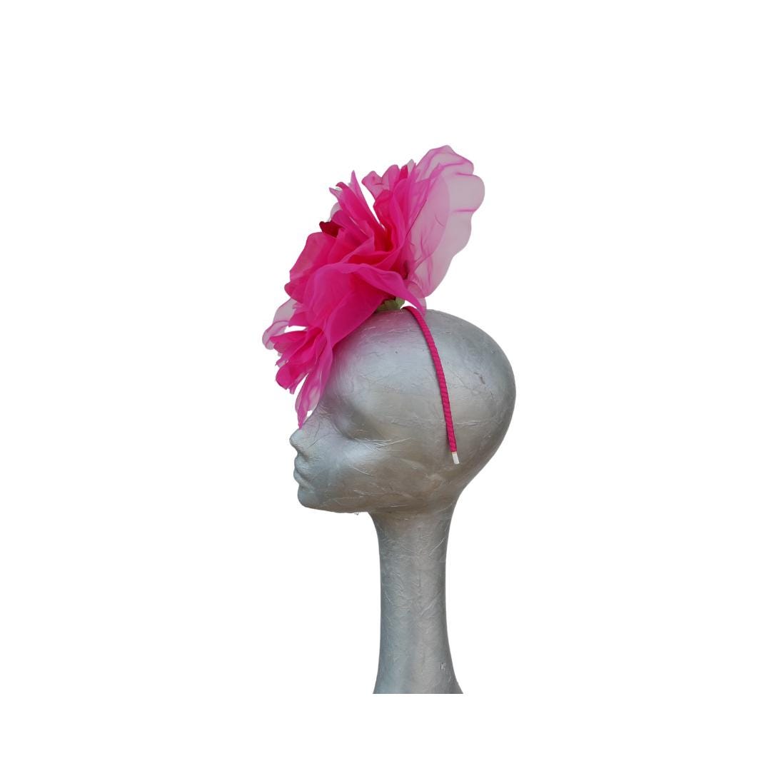 Ava--Magenta Ombre silk/organza 12" flower fascinator