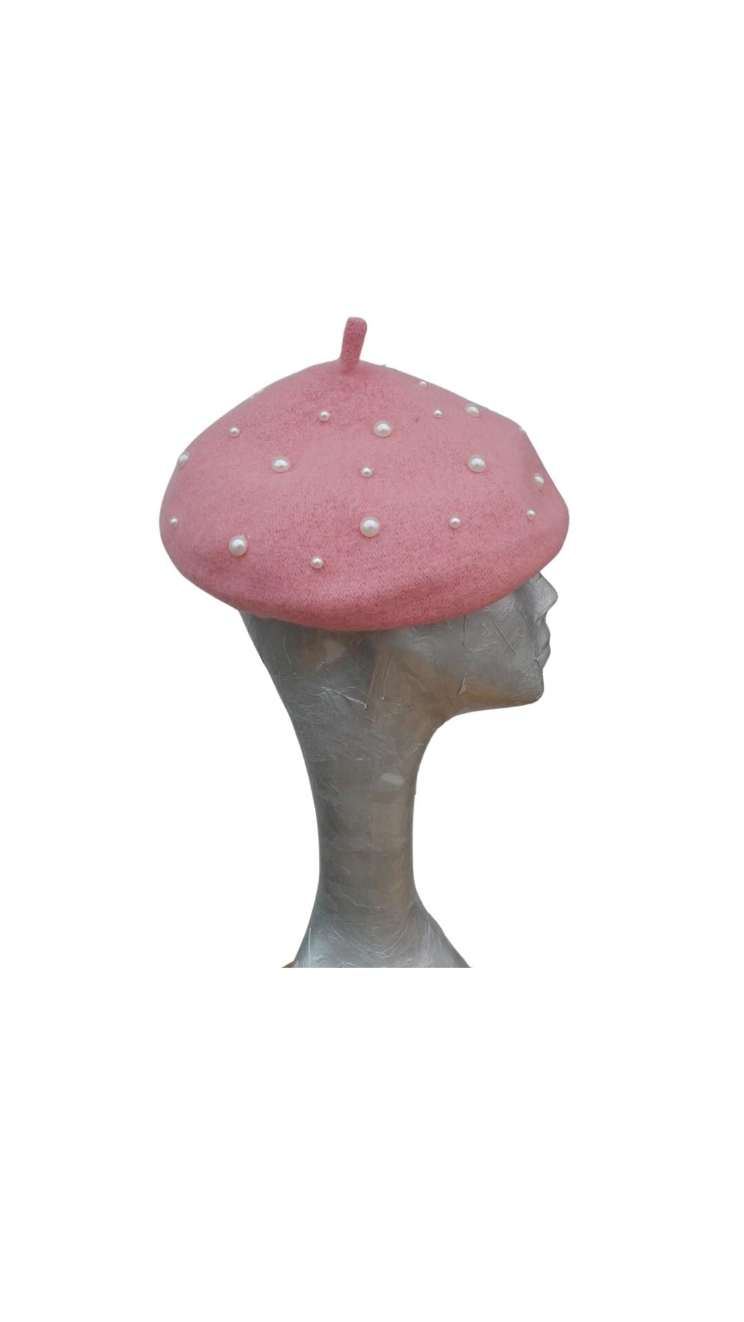 Nancy - Wool Beret with Pearl detail