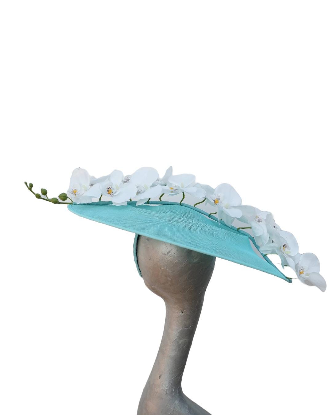 Natalia -- Medium Oval Aqua with two tone Aqua,duck egg, green, blue orchids