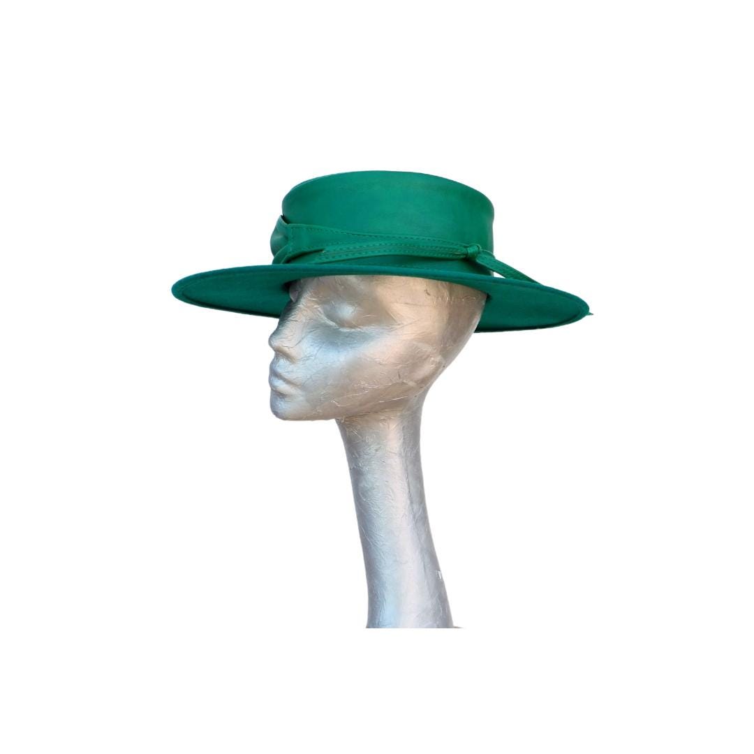 Arlo - Emerald Green Felt high crown Boater