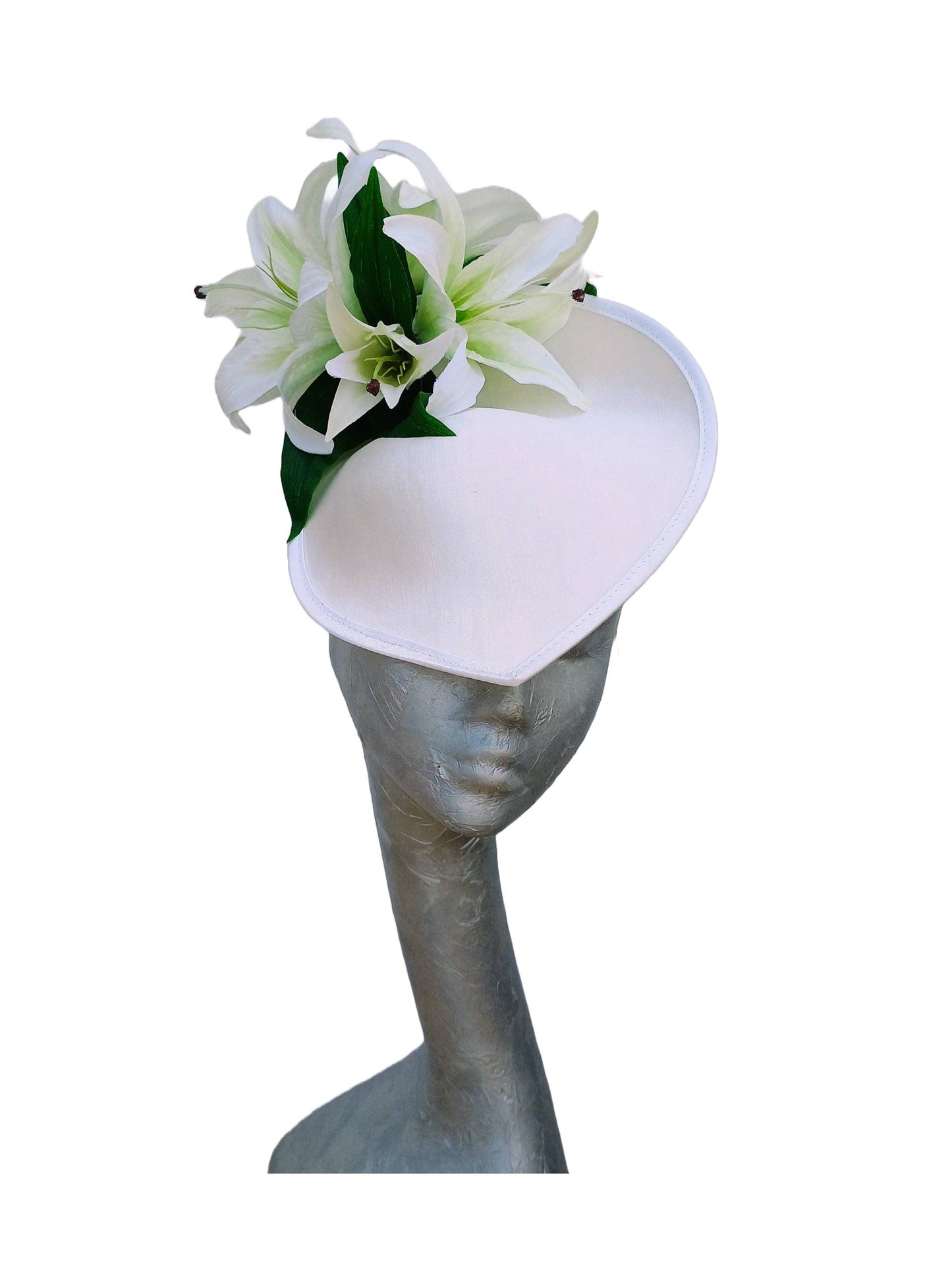 Mandala - Off white duchess satin & lily hatinator