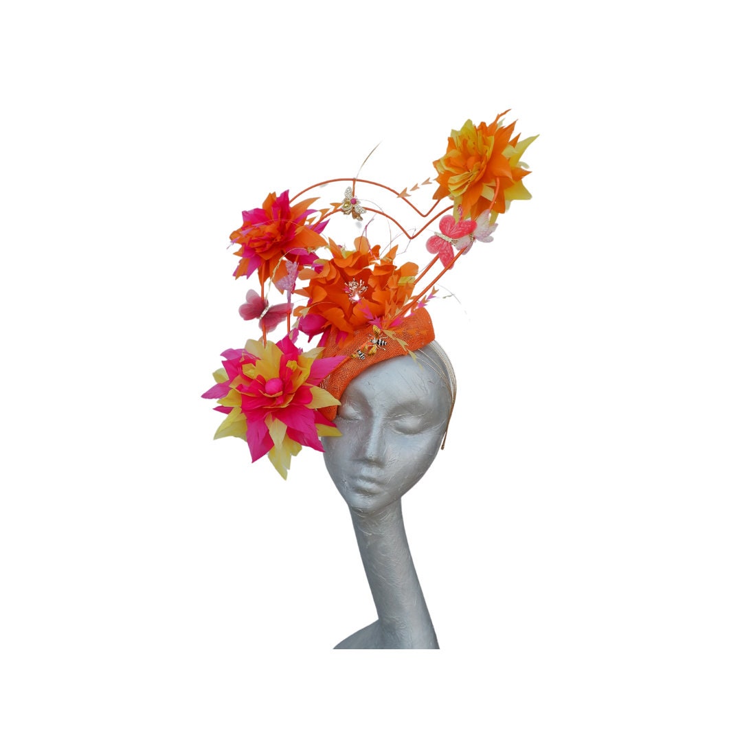Orange, Pink,Lemon Heart headpiece