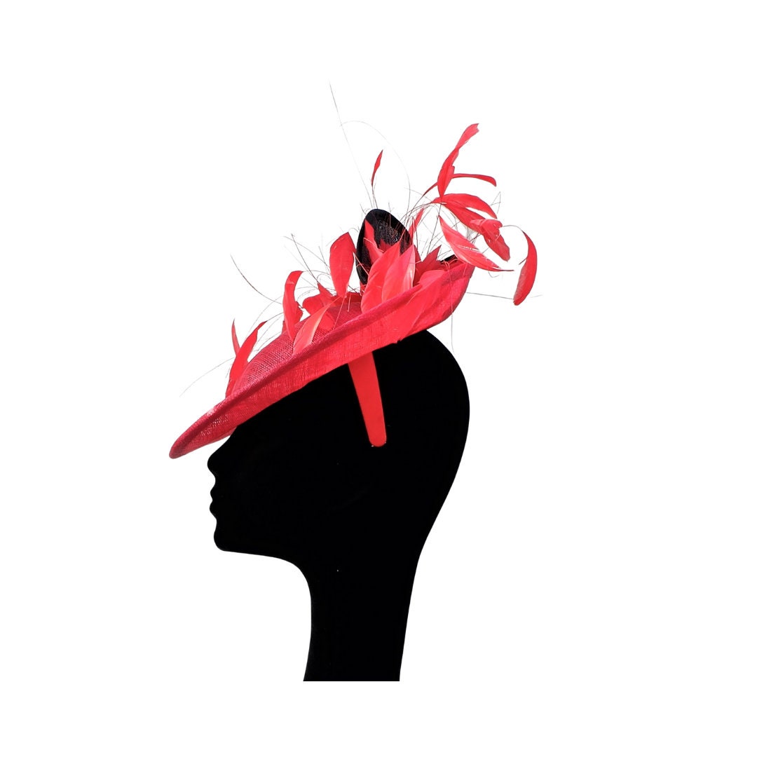 Red & Black Twisted Sinamay Fascinator by Hats2go