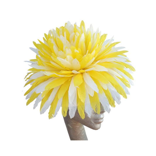 Angelica - Yellow & White feathered Hatinator