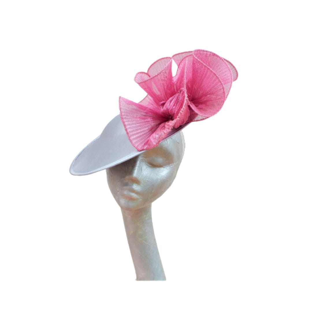 Penelope - Silver Grey Silk saucer with Dusky Pink Metallic Pleated fabric