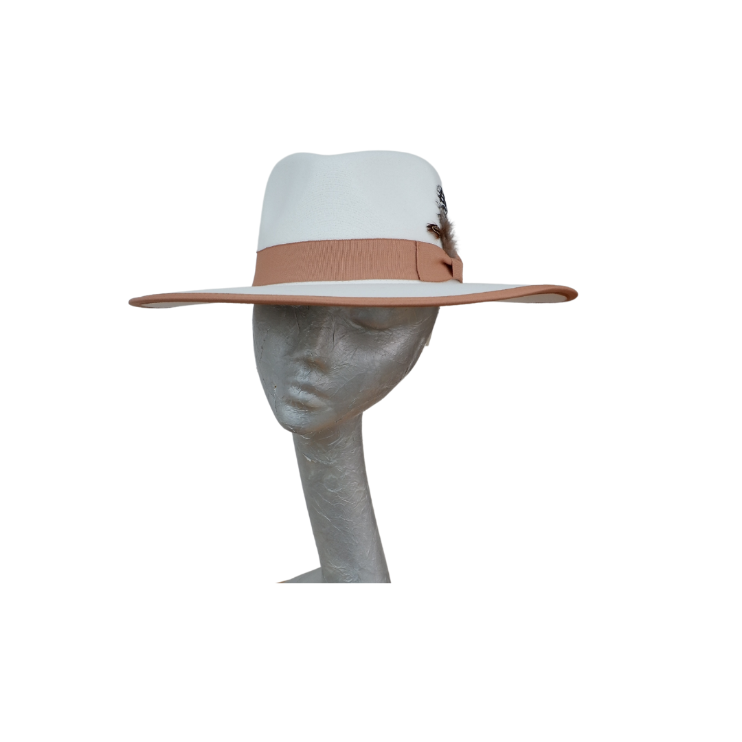 Finley - Felt Flat Brim Trilby Hat Ivory & Tan