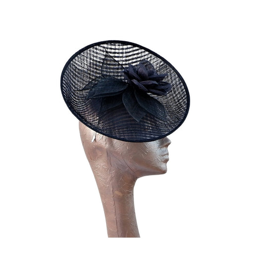 Linea Navy Blue Box weave Sinamay Fascinator