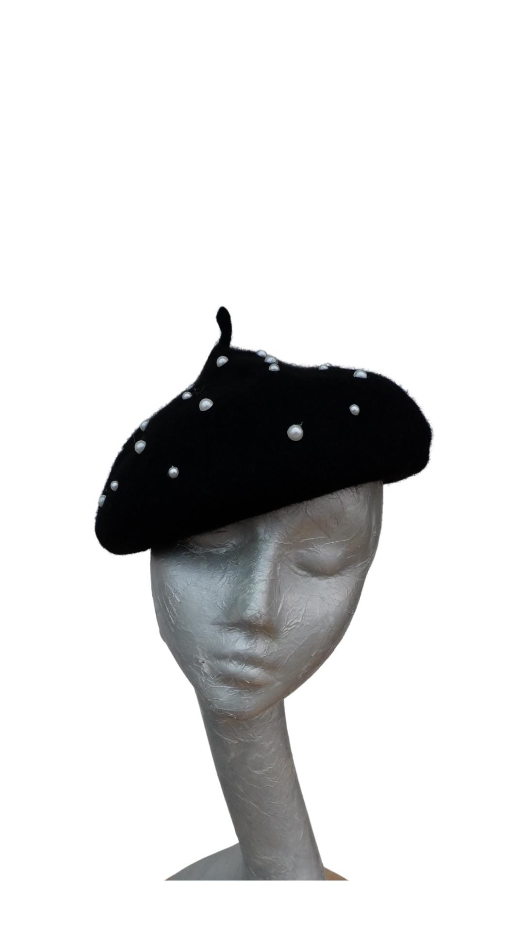 Nancy - Wool Beret with Pearl detail