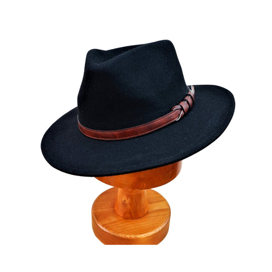 Alexander - Gentleman's 100% Wool Black Fedora Hat