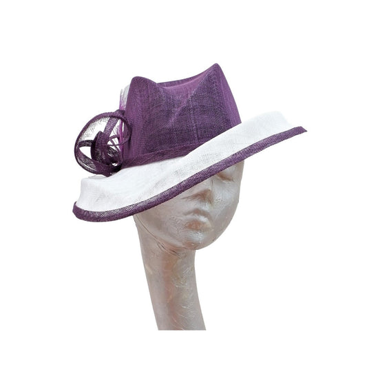 Grace - Plum purple & White Hat