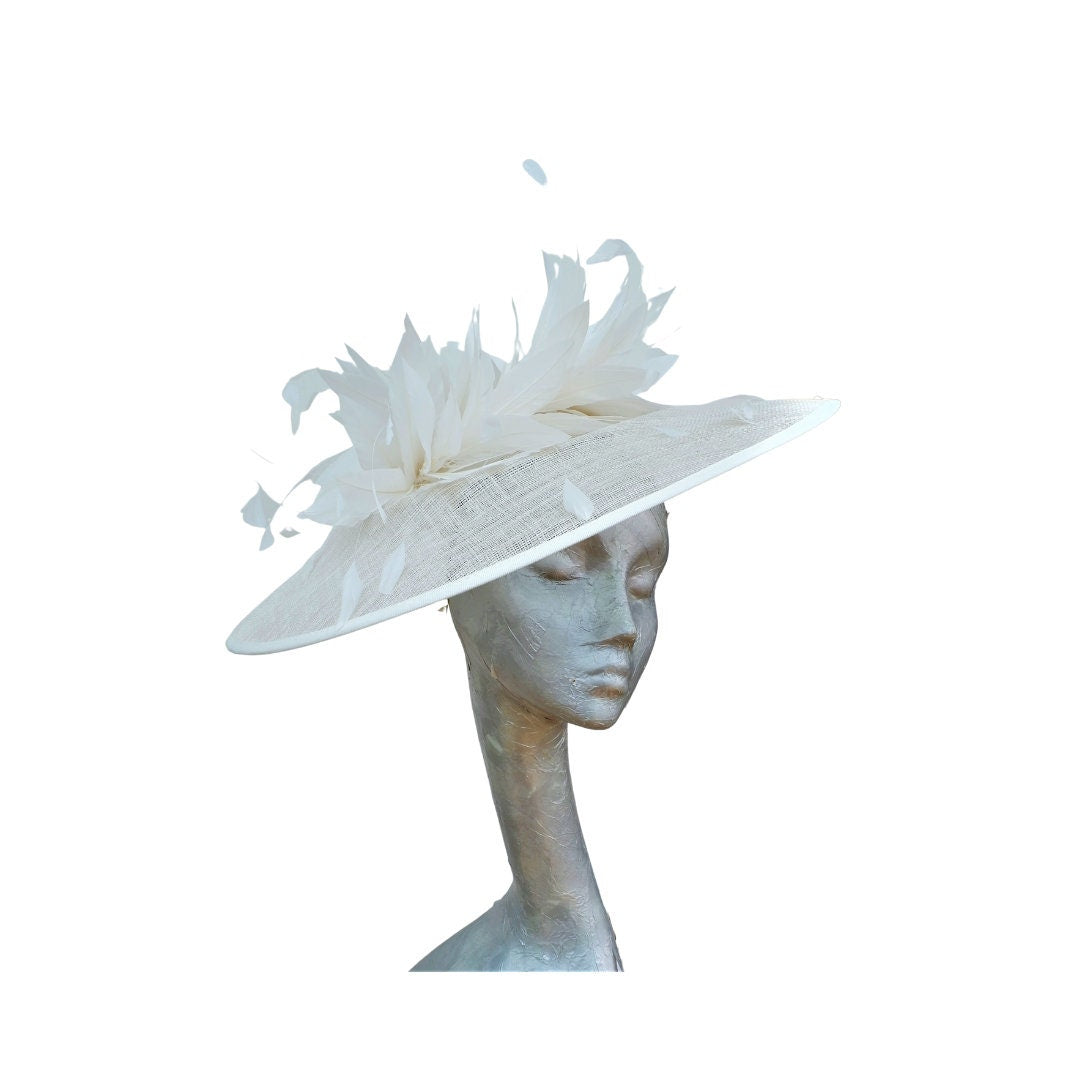 Finesse Large feature oval Sinamay & feather fascinator/hatinator