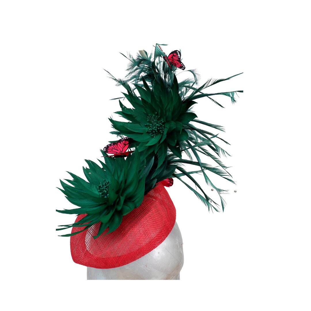 Kathy -  Red & Emerald Green Pillbox