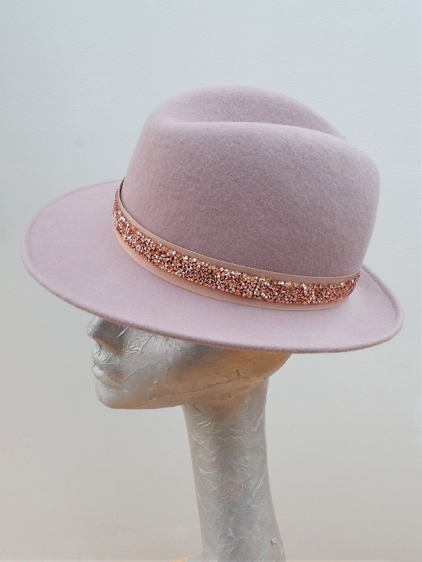 Rhondon - Blush Trilby Rose Gold Diamante trim