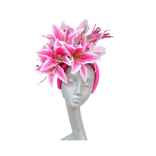Stargazer- Pink & white Lily Headband Fascinator