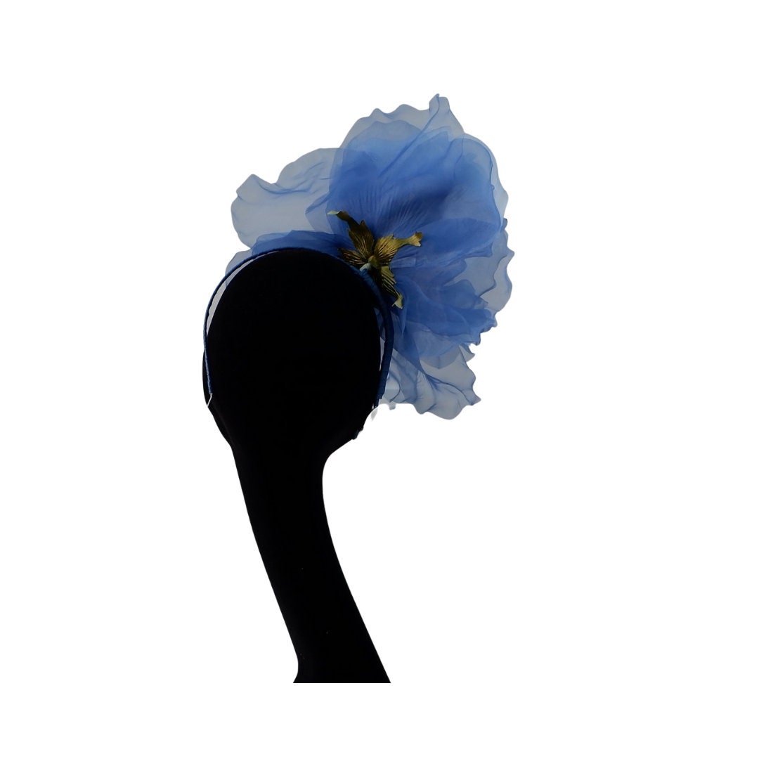 Ava-- Two Tone Cornflower Blue organza 12 inch flower  fascinator