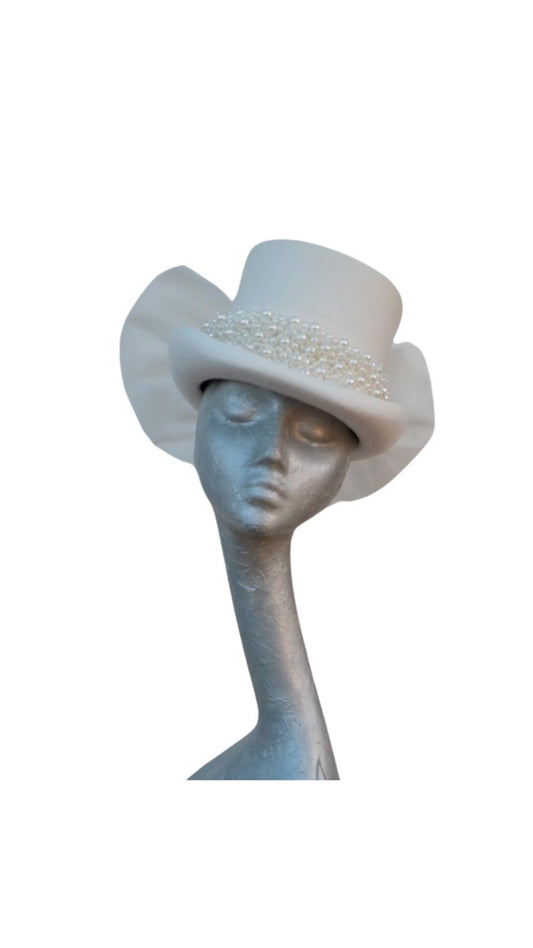 Holly - Ivory Bridal Felt Top Hat