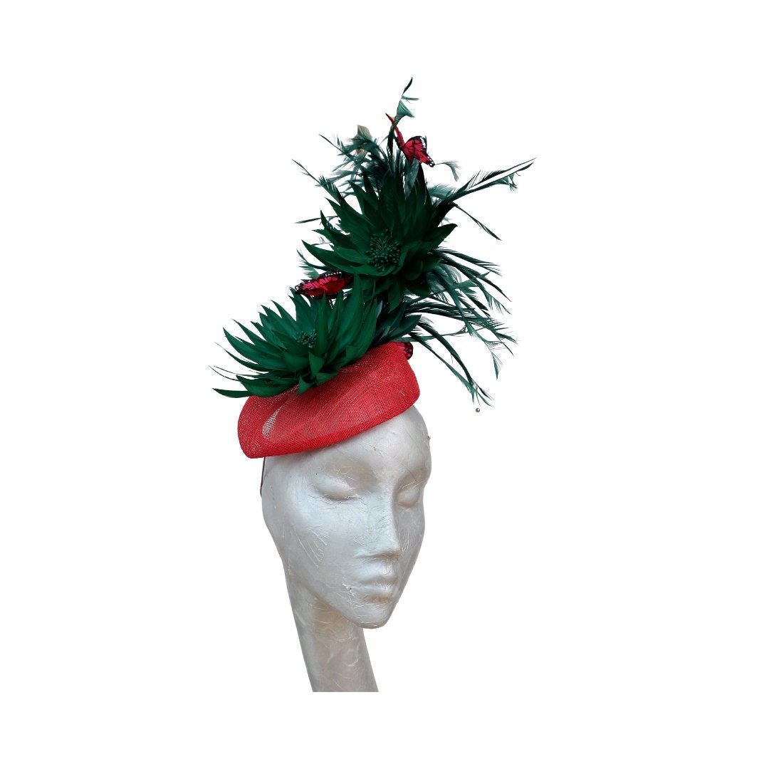 Kathy -  Red & Emerald Green Pillbox