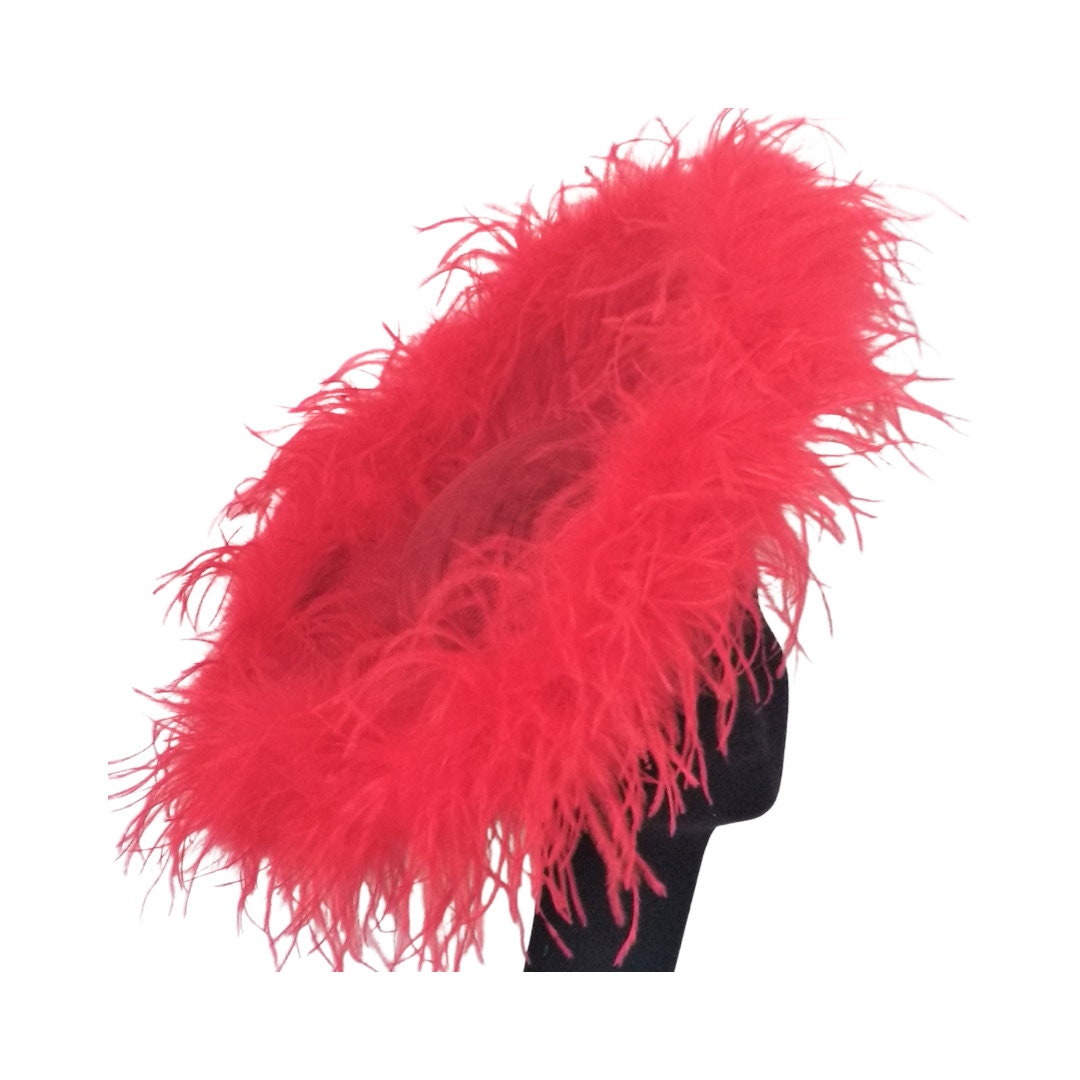 Giselle - Red Ostrich feather Hatinator