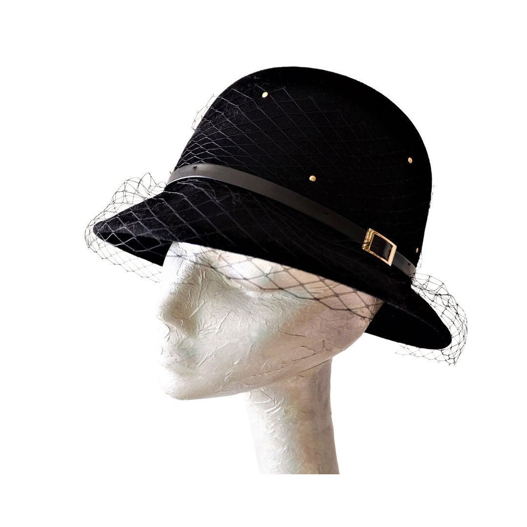 Belle - Black felt Bell Hat