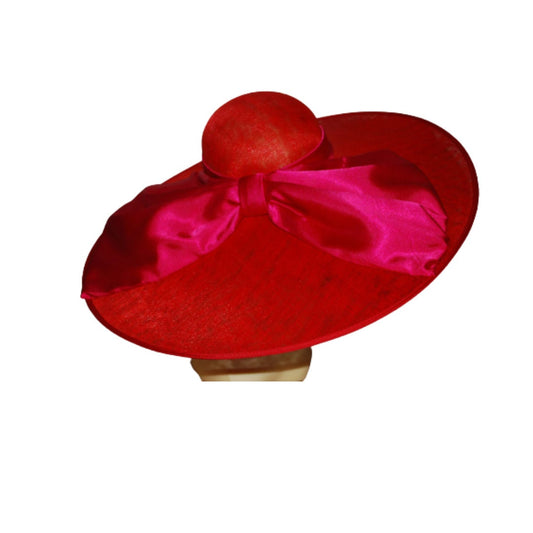 Solar - Extra large designer Red & Cerise hat ideal for Royal Ascot or the Derby