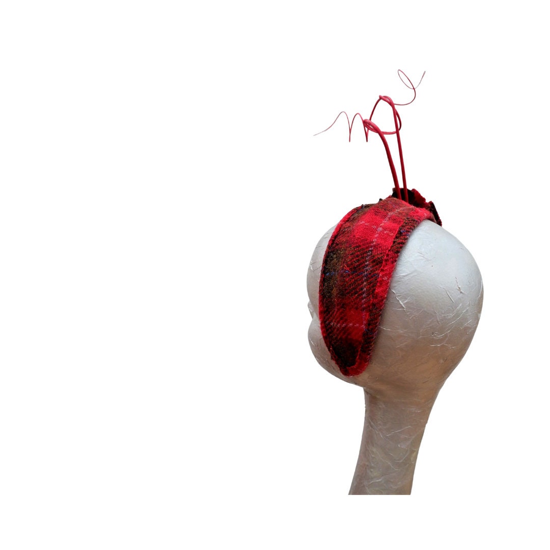 Skye -Red Multi Genuine  Harris Tweed Duchess headband