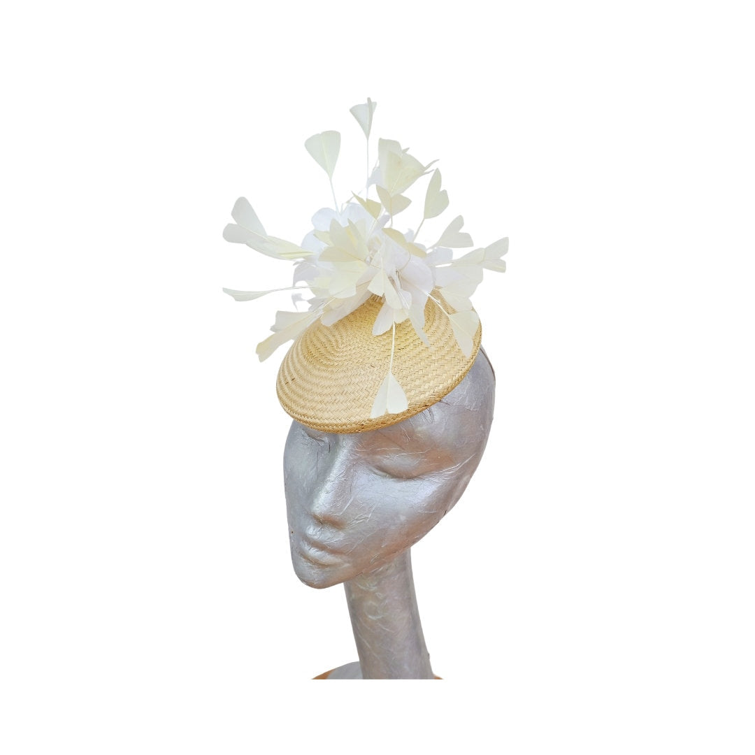 Sicily - Lemon & White Feather Buntal Pillbox