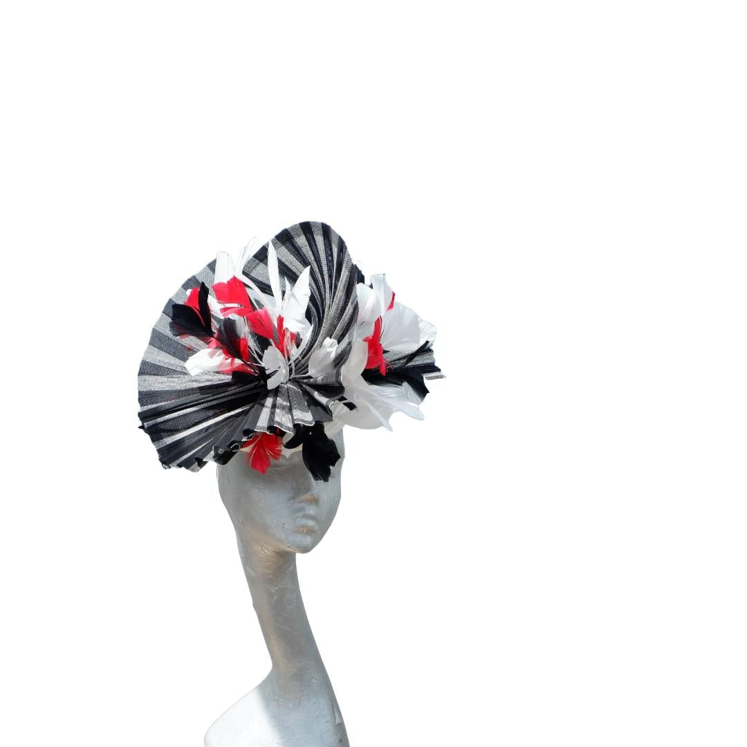 Sia- Black Ivory & Red Pillbox fascinator