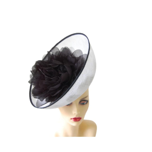 White & Black Feature fascinator on hairband Made to order
