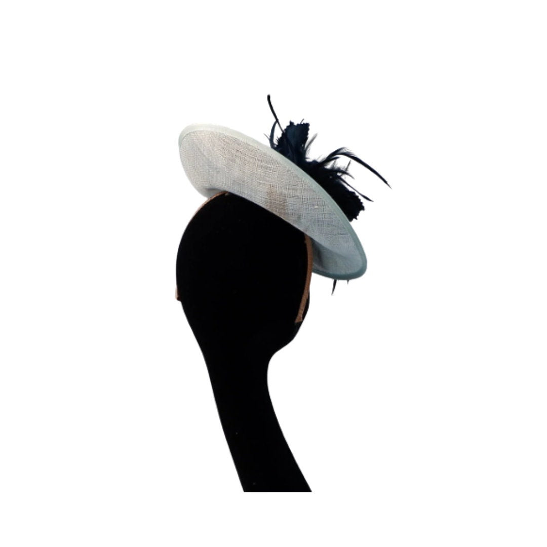 Mint & Navy fascinator Upturned base by Hats2go