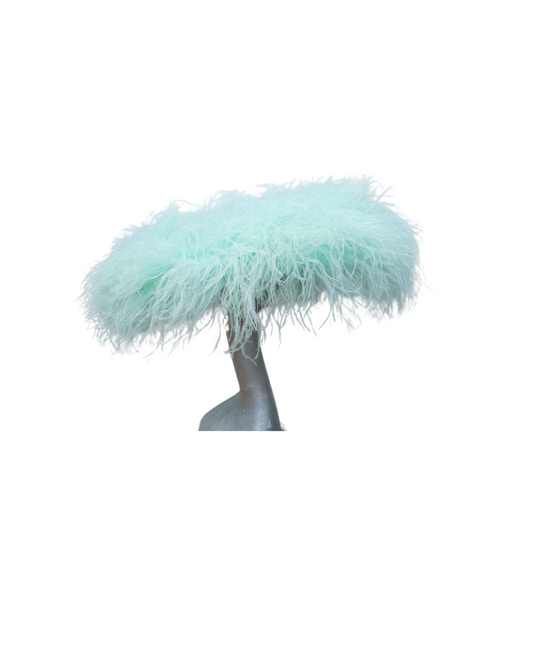 Ella - large Hat with Ostrich feather boa in Mint